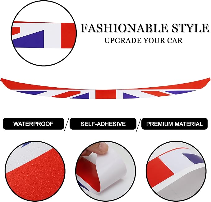 Rear Bumper Protector Sticker Compatible with Compatible with Mini Cooper F56 F55 R55 Anti-Collision Strip Trunk Threshold Decal Car Trunk Door Edge Vinyl Sticker Decoration for Car (Red Flag)