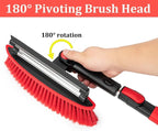 Car Snow Brush Ice Scraper Remover with Squeegee 39inch Long Handle Extendable Snow Removal Tool Windshield Snow Scrapers Removal Shovel for Ice and Snow Red Color