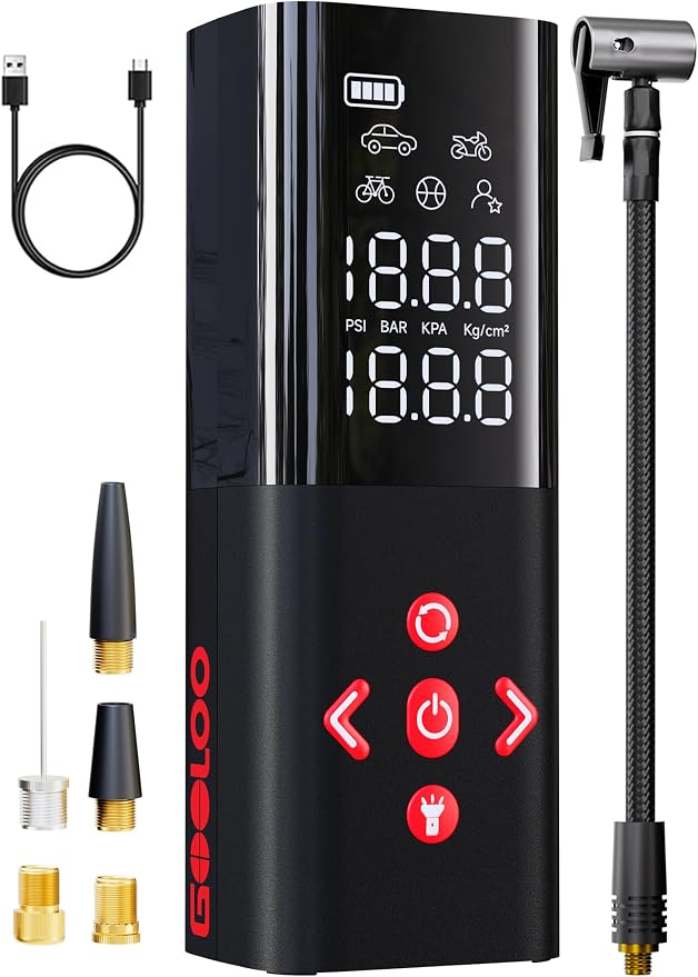 AP150 Tire Inflator Portable Air Compressor, 2X Faster 150PSI Cordless Air Pump for Car Tires with Auto-Shutoff, Portable Tire Pump with Digital Pressure Gauge for Car, Motorcycle,Bike, Ball
