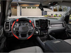 Customized Auto Car Steering Wheel Cover for Dodge RAM 1500 2500 3500, 15.5-16 inch (Black+Red-Large Size)