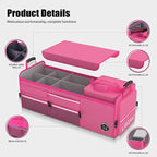 LIBZAKI Oversize 4 in 1 Car Trunk Storage Organizer, Multi Compartment Collapsible Trunk Storage Box with Cooler Bag for Car Truck SUV-Rose red