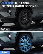 Hubcap Wheel Covers Hub Caps 16 Inch Set of 4 Black & Blue Universal Wheel Rim Cover R16 Stylish Car Decor Wheel Covers