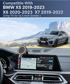 PZK Car Phone Mount for BMW X5 2019-2023/BMW X6 2020-2023/BMW X7 2019-2022 | 12.3-Inch Screen Magnetic 15W Fast Wireless Charging Phone Holder 360° Rotation Phone Cradles BMW X5 X6 X7 Accessories