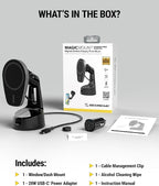 MPQMWD Charge Pro Qi2 MagSafe Charger Car Mount, 15W Fast Magnetic Wireless Charging Suction Cup Phone Holder for Dashboard/Windshield Compatible with iPhone 16/15/14/13/12 Pro Max Plus, S25