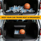 Leather Car Trunk Organizer,Durable Collapsible Adjustable Compartments Cargo Storage,AK-141