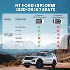 Floor Mats & Cargo with Backrest Mat for Ford Explorer 7 Seats 2020-2025 2026 7 Passenger(Not Fit 6 Seats), Custom Fit All Weather Protector TPE Easy Clean Floor Liners, 5pcs Full Set Black