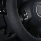 Black Faux Suede 14.5-15 Inch Memory Foam Steering Wheel Covers Breathable Anti-Slip Odorless Steering Wheel Universal Fit for Men Women
