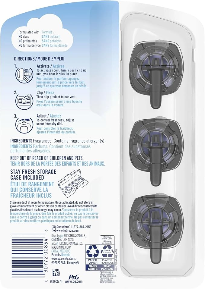 Car Air Freshener Vent Clip Gain Moonlight Breeze Scent,.06 fl oz. 3 Ct Pack of 3