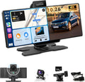 Kuayvan 10.26" Wireless Carplay Screen for Car with 4K Dash Cam, Portable Apple Carplay & Android Auto Touchscreen with 1080p Backup Camera/Mirror Link/Voice Control/GPS/Bluetooth,for All Vehicles