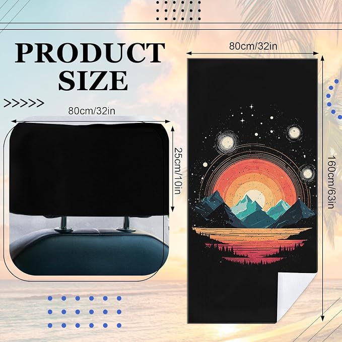 2 Pack Car Towel Seat Covers with Storage Bag, Multifunctional Towel for Gym Outdoor Sport, Picnic, Beach, Pet Dog Travel,Non-Slip Washable Car Seat Protector (Mountain Galaxy)