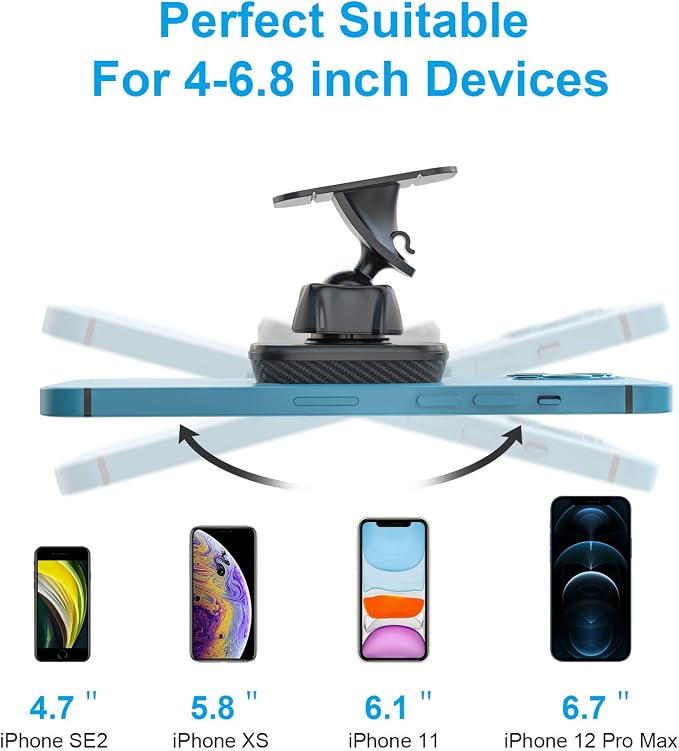 Magnetic Phone Holder for Car, Dashboard Magnetic Car Mount, 360° Rotation Magnet Phone Mount with Strong VHB Adhesive, for All Cell Phones