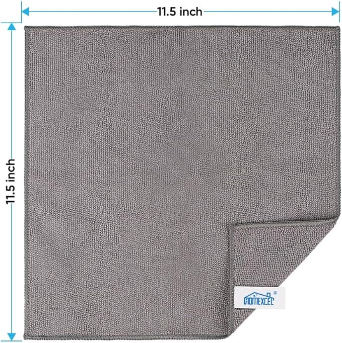 Grey Microfiber Cleaning Cloth, 24 Pack Cleaning Towels for Kitchen, Lint Free, Scratch-Free, Highly Absorbent, and Reusable Cleaning Rags for House, Window and Glass, Cars, 11.5 X11.5 inch