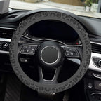 Black Leopard Cheetah Steering Wheel Cover, Anti-Slip Universal Car Steering Wheel Cover for Women Girls, Soft Breathable Neoprene 15 Inch Car Accessories Case fit for Cars Auto SUVs