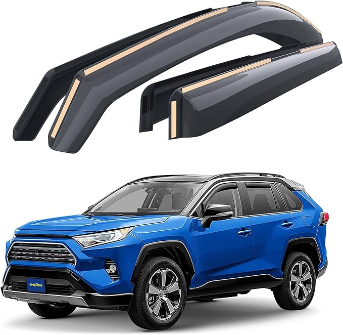 Goodyear Shatterproof in-Channel Window Deflectors for Toyota RAV4 2019-2025, Rain Guards, Window Visors for Cars, Vent Deflector, Car Accessories, 4 pcs - GY008506