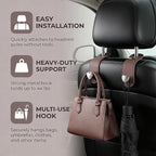 2PCS Car Seat Headrest Hook, Cute Heart Vehicle Backseat Purse Bag Hanger Organizer, Auto Seat Back Storage Holder for Groceries Coats Umbrellas, Universal for Vehicles (Brown)
