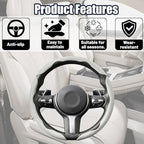 3PCS/Set Car Steering Wheel Cover, Leather Segmented Anti-Slip Automotive Wheel Protector, Soft Breathable Vehicle Steering Protection Covers, Universal Interior Accessories (White)