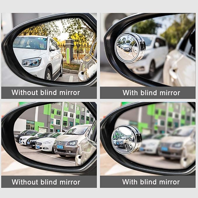 2PCS Mini Small Blind Spot Mirror,Yusheng 1.57"(40mm) Smaller Round HD Glass Convex Rear View Mirror,Strong Adhesive Mirror for Car, Vehicles(1-9/16"(40mm), Silver frame)