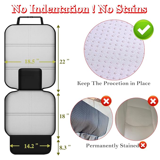 Car Seat Protector for Child Car Seat, Durable 600D Fabric Waterproof Car Seat Cover with Thick Pad Non-Slip Backing，No Imprints (Thicker Black-1pc)