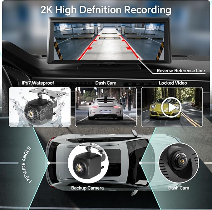 8.1" Portable Wireless Carplay Car Stereo, Apple CarPlay & Android Auto, 2K Built-in Dash Cam, 1080P Backup Camera, Plug & Play Touchscreen with Offline GPS Navigation, Bluetooth 5.2 for Truck SUV RV
