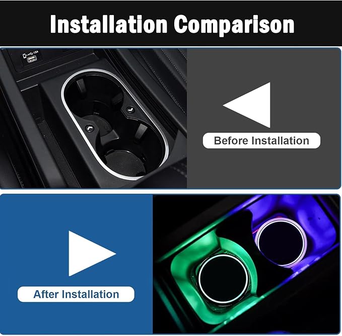 2PCS LED Car Cup Holder Lights, Light up Car Coasters for Cup Holders 7 Color-Changing Light Up Cup Holder Insert Coasters, Waterproof Car Accessories for Teens, Car Gifts for Men & Women