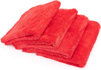 Eagle Edgeless 500 (4-Pack) Professional Korean 70/30 Blend Super Plush Microfiber Detailing Towels, 500GSM, 16in x 16in, Red