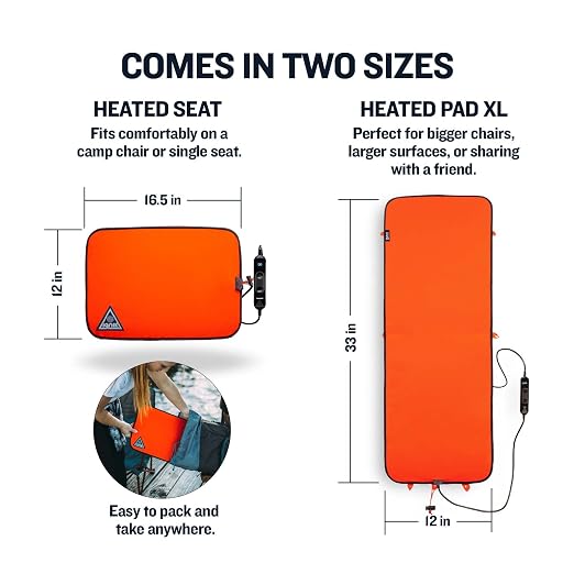 Backside 12-Volt Powered Heated Seat Pad, Regular, Orange/Blue