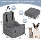 Dog Car Seat for Small/Medium Dogs Up to 35 lbs – Patented Safety System, 5" Memory Foam Pet Booster Car Seat, Fully Detachable and Washable Dog Carseat with 2 Storage Pockets (Grey)