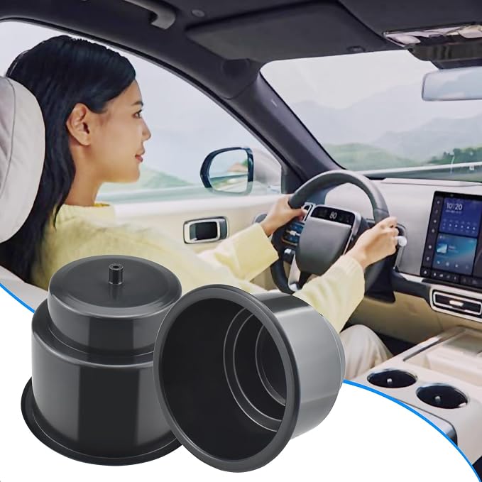 Black Sofa Cup Holder, Universal Plastic Recessed Cup Holder with Drain for RV Boats, Cars, Sofas and Golf Carts (2-Piece)