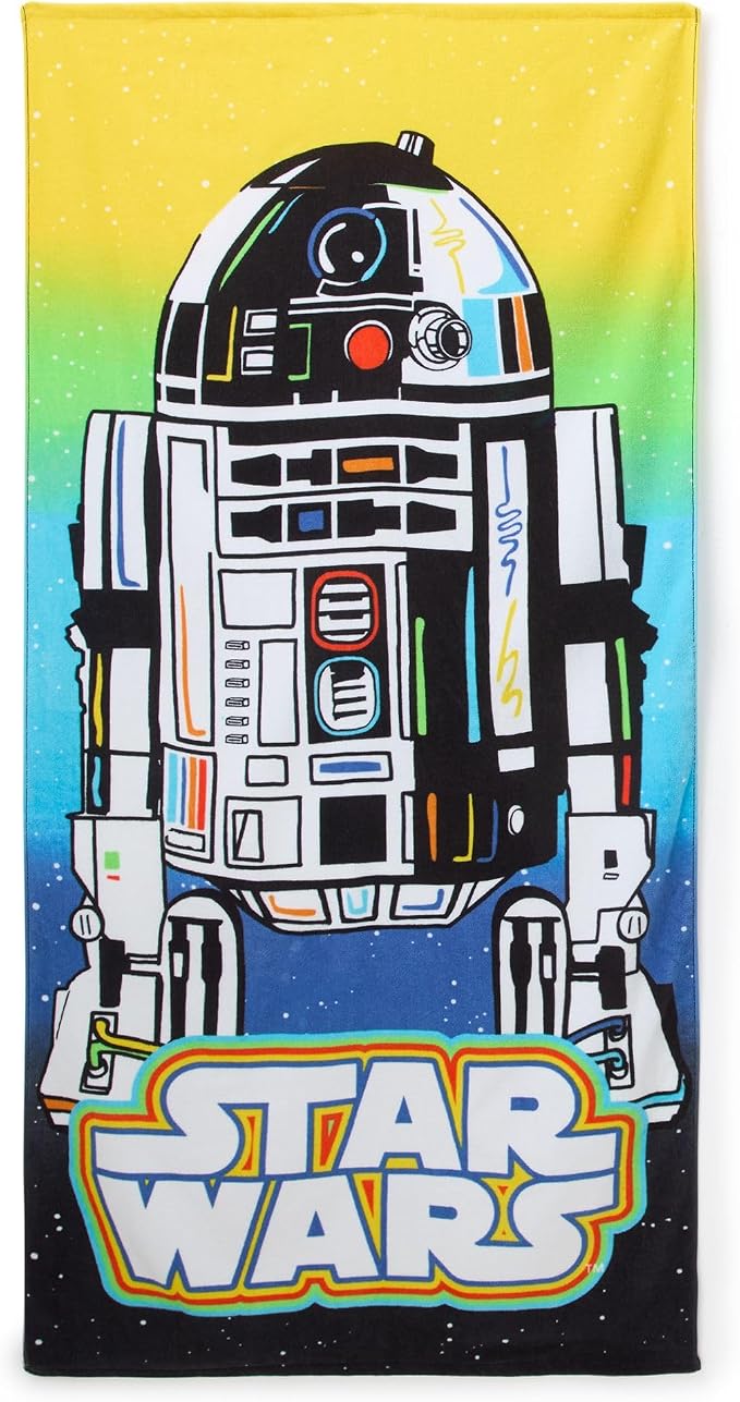 Store Official R2-D2 Beach Towel with Star Wars Logo & R2-D2 Screen Art on Topside - Measures 29" x 58" - Soft & Absorbent for Pool or Beach - Bath Towels for Star Wars Gifts & Droid Gifts