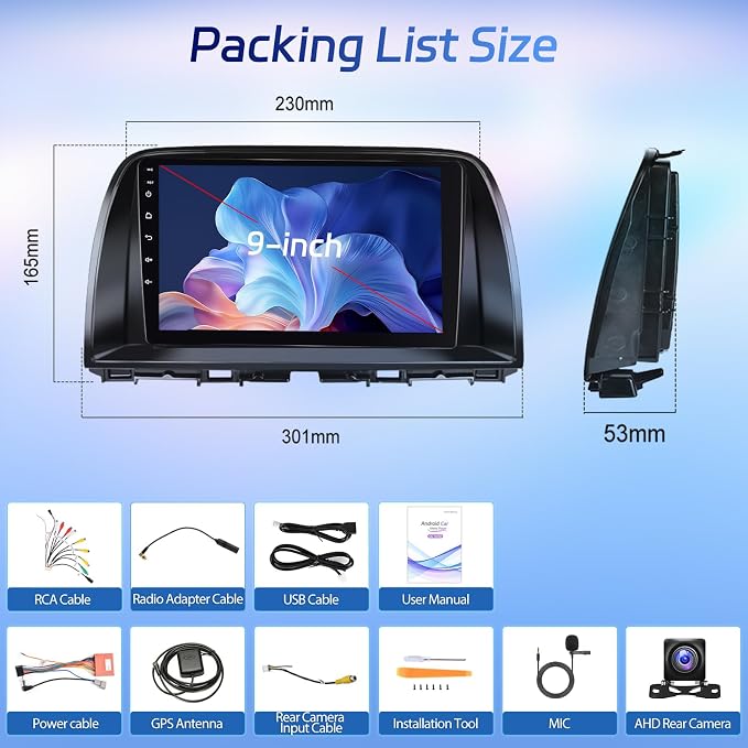 [Qualcomm 8 Core 4+64G] Android 15 Car Radio for Mazda CX-5 CX5 CX 5 2012-2015 - Wireless Carplay and Android Auto - 9 Inch 1280 * 720 IPS Touchscreen Car Stereo - DSP/GPS/SWC + AHD Backup Camera