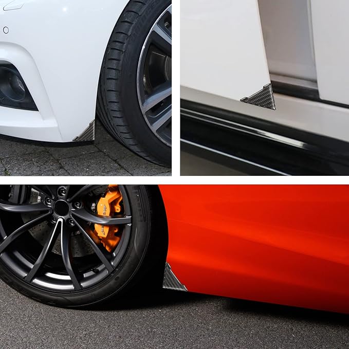 4 Pcs Car Door Edge Guards Door Anti-Collision Strip Anti-Rub Trim Carbon Fiber Texture Accessories Door Corner Bumper Protector Anti-Scratch Universal for All Cars SUV (V-Carbon Fiber Black)