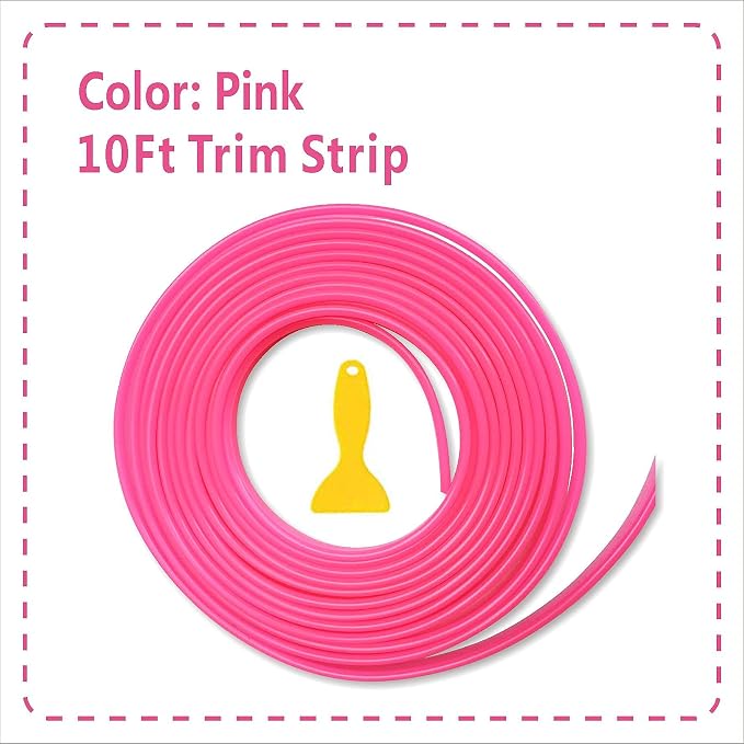 TIKUN TECH Pink Car Interior Decorative Molding Door Panel Dashboard Gap Trim Strip (10Ft)