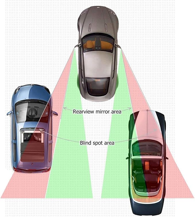 x Blind Spot Mirror, 3.4'' Framed Rectangular HD Glass Convex Adjustable Wide Angle Rear View Mirror,Universal For Car SUVs Truck Motorcycle (2pcs)