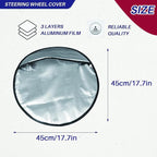 Steering Wheel Cover Sun Shade,Upgraded 3-Layer Foil Cooling Steering Wheel Sun Cover for Heat Protection Fit Most Car SUV Van 17.7" Reflector Protector