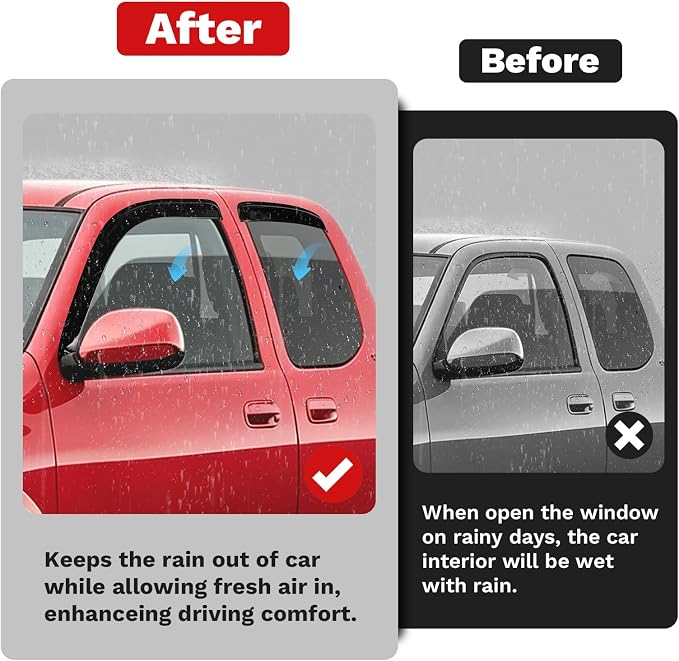 Tundra Rain Guards - Window Visors for Toyota Tundra Extended Cab/Access Cab 2000-2006, Outside-Mount Tape-On Side Window Wind Deflectors for Tundra Accessories, Vent Visors Shades Rainproof