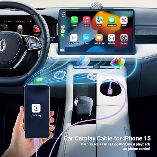 Car CarPlay Cable for iPhone 17, 16, 15 USB C Charger Cord, 3-Pack 3FT USB A to USB C Charging Cable for Apple iPhone 17/17 Pro/Air/16e/16/15 Pro Max/Plus Cord, for iPad Pro/Air,Purple