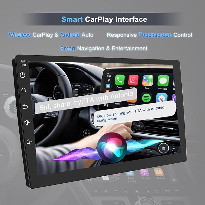 Car Stereo for Toyota Tundra 2007–2013, Sequoia 2008-2018, 10.1" HD Touch Screen, Android 15, 6GB RAM 128GB ROM, Wireless CarPlay & Android Auto, Bluetooth 5.0/WiFi 6, GPS, HD Backup Camera