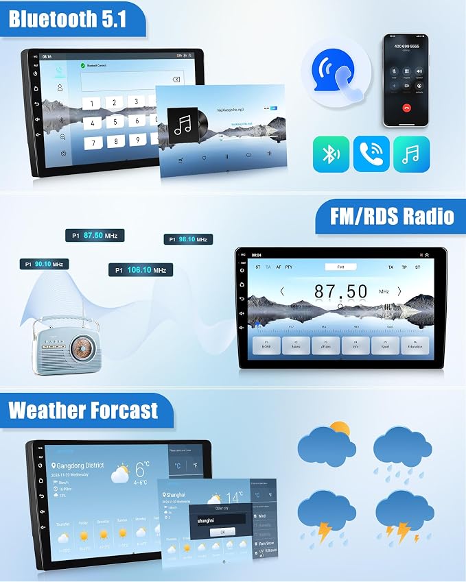 8 Core Qualcomm Android Car Stereo for Hyundai Elantra 2011 2012 2013 9 Inch Touch Screen with CarPlay Android Auto 4G+64G Bluetooth Cooling Fan Weather Forecast UI Design Intelligent Voice