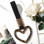 Leopard Heart Car Handle Strap Drift Charm Car Accessories for Women Cheetah Rear Bumper Warning Ring Decor for Auto Bus Subway Interior Exterior Decorations(Leopard, Heart Style)