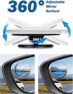 Blind Spot Mirror, Fan Shaped, 2 Pack | HD Glass Convex Rear View, 360 Degree Adjustable, Frameless, For Cars, Vans, SUVs and Trucks