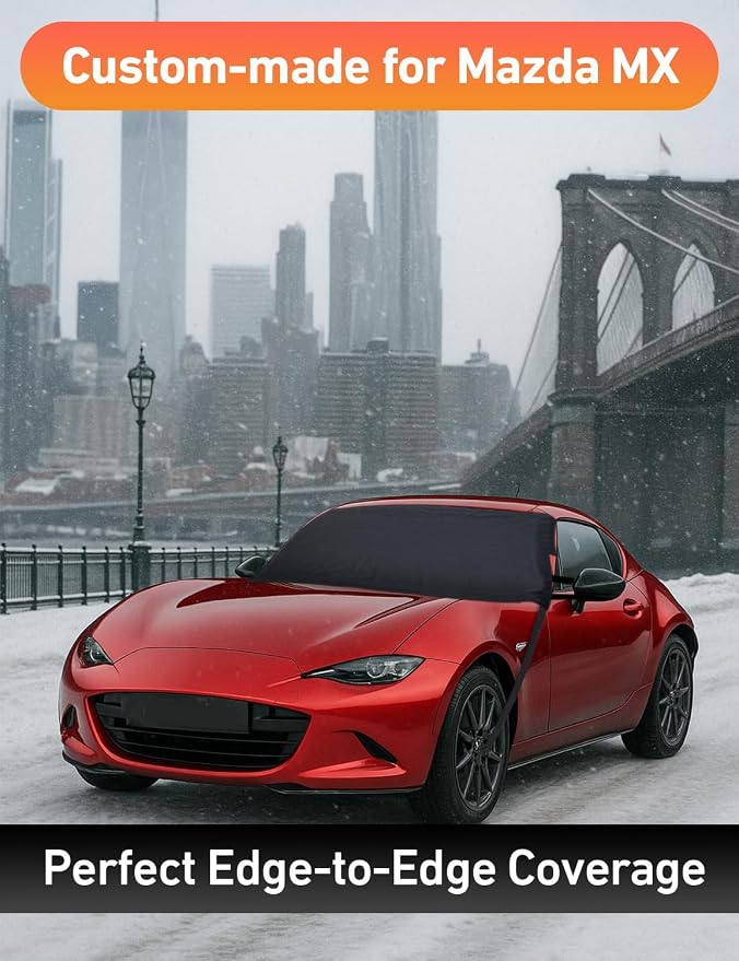 Car Snow Cover Compatible for Mazda MX-5 | Windshield Cover for Ice and Snow with S-Hook Straps | Heavy-Duty 600D Oxford Winter Car Cover, Waterproof & Anti-Slip