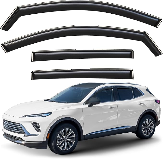 GrandWheel Window Deflectors Smoke Tinted in-Channel Side Window Vent Visor Deflectors Rain Guards Compatible with Buick Envision 2021-2026 - 4 pcs. GW1047