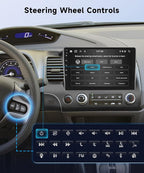 8Core 4+64G Car Stereo for Honda Civic 2006-2011 Wireless Carplay Android Auto,10.1 inch 1280 * 720P IPS Touch Screen Radio,Android15/GPS/5G WiFi/32EQ DSP/59UI/Bluetooth5.0/SWC/Backup Camera&Mic
