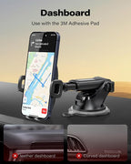 Car Phone Mount with Suction Cup, Universal Windshield Dashboard Holder with Sticky Gel Pad, Compatible with iPhone 17/16/15/14/13, Samsung, Most Smartphones