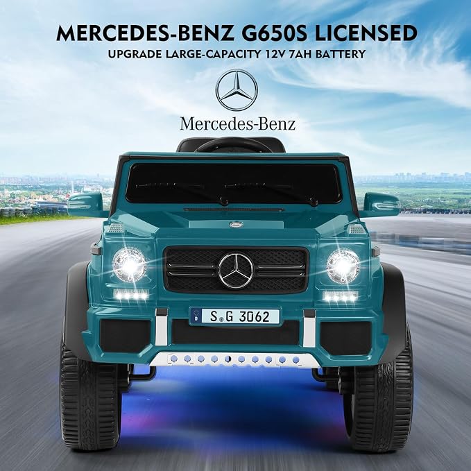 JOYLDIAS Kids Ride On Cars, Licensed Mercedes-Benz Maybach G650S, 12V7AH Battery Powered Toy Electric Car for Kids W/LED Underglow Lights,Remote Control,2 Motors,3 Speeds,Music,Bluetooth,Peacock Blue