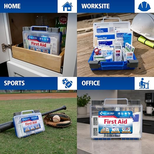 91248 OSHA-Compliant First Aid Kit, All-Purpose 50-Person Emergency First Aid Kit for Business, Worksite, Home, and Car, 260 Pieces