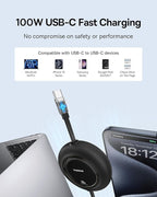 USB C Cable, 100W 2-Pack 6.6ft Retractable USBC to USBC Fast Charging Cable, 7-Stage Length Preset Retractable Type C Cord for iPhone 16 15 Pro Plus Pro Max, MacBook, iPad Pro, Samsung S24/S23