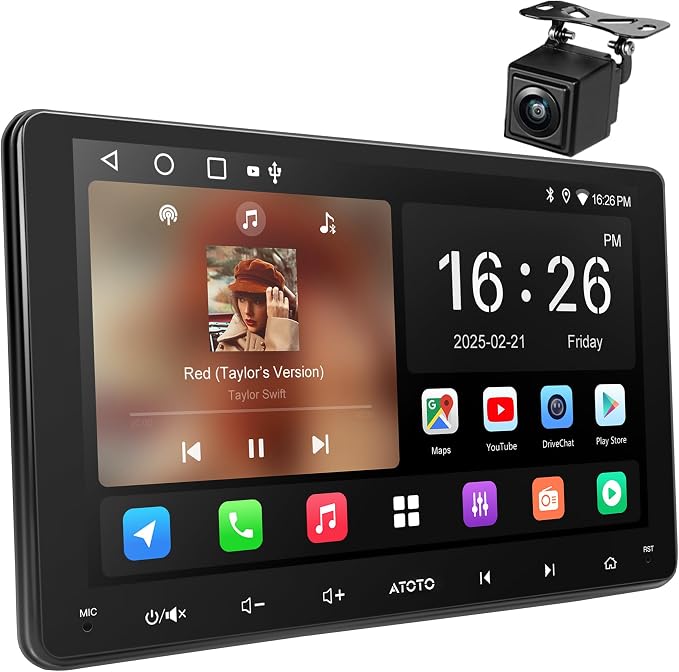 A5L 9 Inch Double-DIN Android Car Stereo Wireless CarPlay Android Auto, Wi-Fi/USB Tethering, GPS Navigation, AI-Powered Car Radio, 24EQ, Mirror Link, HD LRV, Backup Camera, OTA Upgrade
