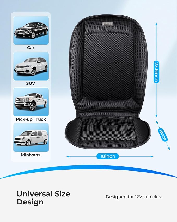 Ventilated Car Seat Cover with Airflow Fan for Pet Travel, Breathable 12V Seat Cushion for Dogs, SUVs, Trucks, and Long Car Rides, Adjustable Air Circulation Pad for Drivers and Pets