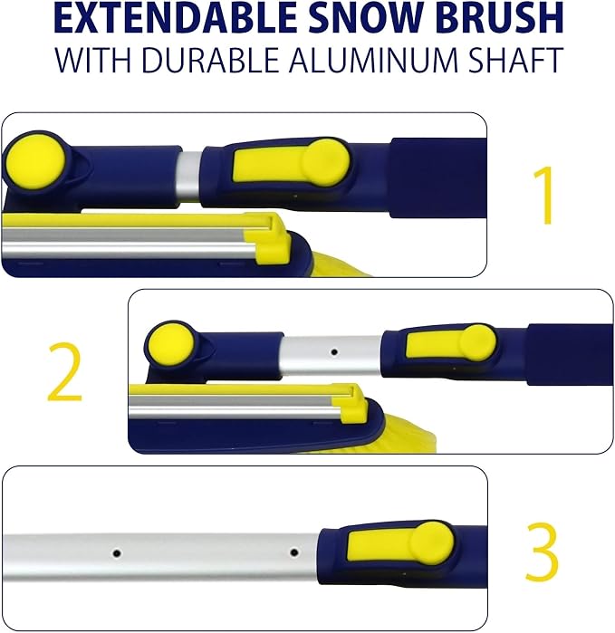 Michelin Snow Brush for Car Windshield (Pack of 2) - Snow and Ice Scraper with 43–63" Extendable Handle, 13" Swivel Head with Squeegee, 5" Heavy Duty Ice Scraper for SUV, Truck, Van, Auto Cleaning